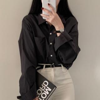 【ONEY 歐妮】★翻領單排扣簡約襯衫(女上衣/長袖/休閒)