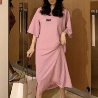 【ONEY 歐妮】★百搭中長過膝休閒連身裙(女上衣/短袖/連衣裙)
