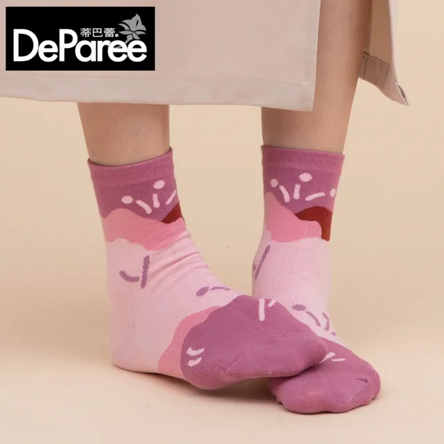 【蒂巴蕾】守護系列棉襪 設計襪-動物/黑熊覓食/太陽與花(台灣製/設計款襪子/穿搭襪)