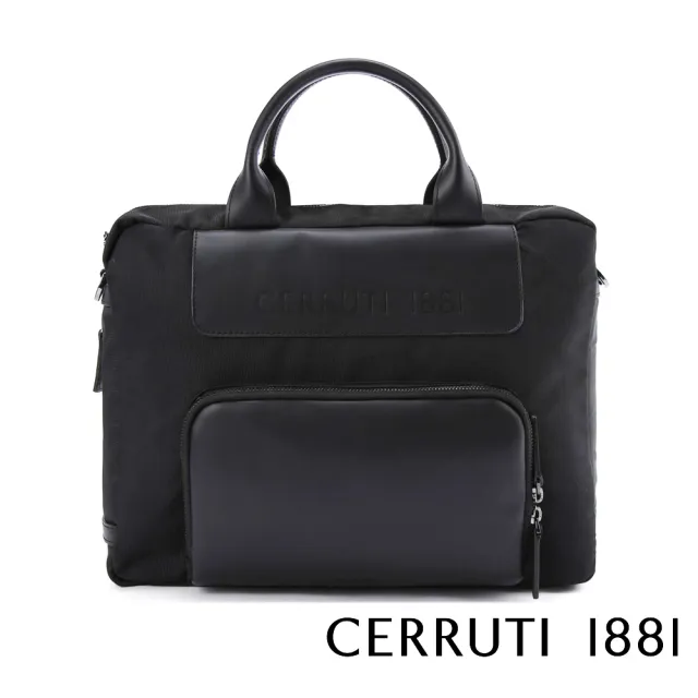 【Cerruti 1881】義大利頂級公事包/斜背包(黑色 CECA06277N)