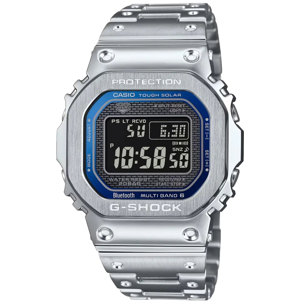 【CASIO 卡西歐】G-SHOCK 全金屬 太陽能 藍牙多功能 腕錶 母親節 禮物 推薦(GMW-B5000D-2)