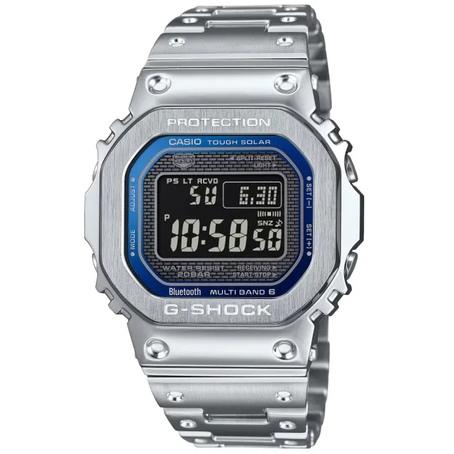 【CASIO 卡西歐】G-SHOCK 全金屬 太陽能 藍牙多功能 腕錶 母親節 禮物 推薦(GMW-B5000D-2)