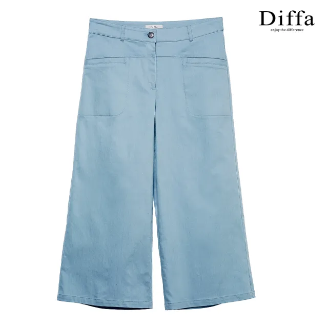 【Diffa】精緻口袋設計直筒長褲-女