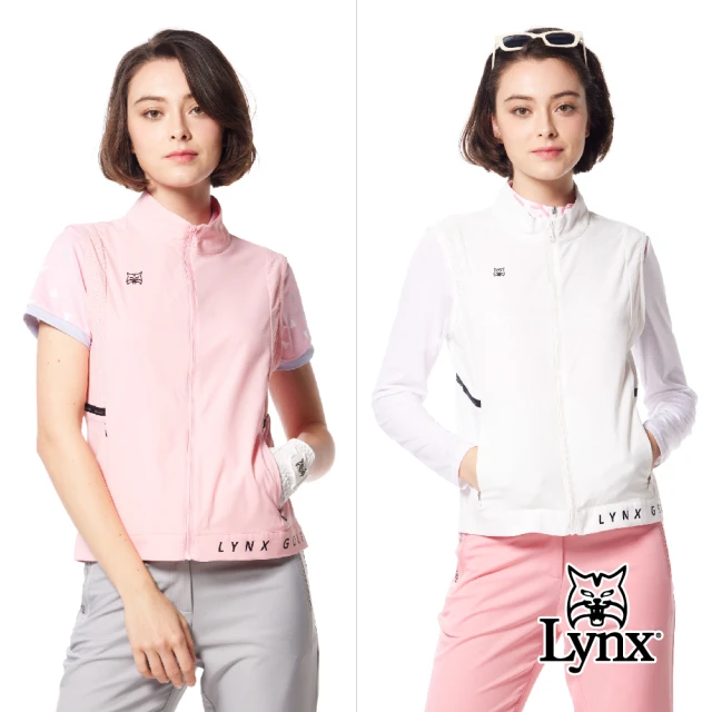 Lynx GolfLynx Golf 女款吸溼排汗機能織帶剪接設計後背山貓沖孔配布造型無袖背心(二色)