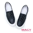 【MAGY】鏤空真皮厚底休閒鞋(黑色)