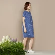 【YVONNE 以旺傢飾】天絲麻印花半開襟短袖洋裝(藍)