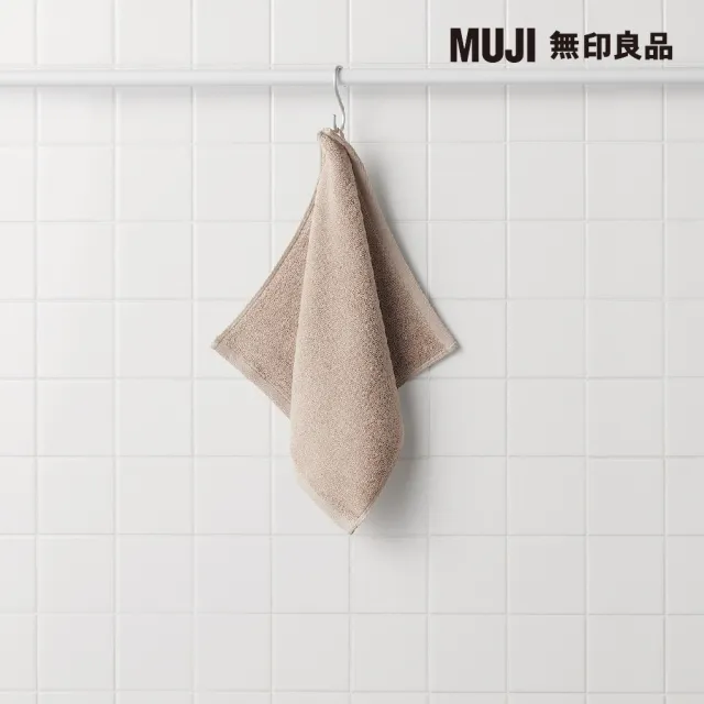 【MUJI 無印良品】棉圈絨雙線織手巾/可吊掛/粉米(34*35cm)