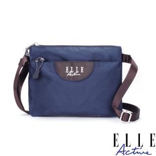 【ELLE active】格紋系列-貼身側揹包-藍色