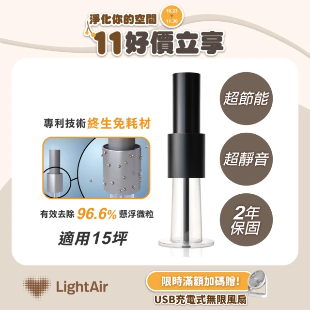 LightAir IonFlow 50 PM2.5 Evolution免濾網精品空氣清淨機 消光黑(極靜音/超省電/免耗材)