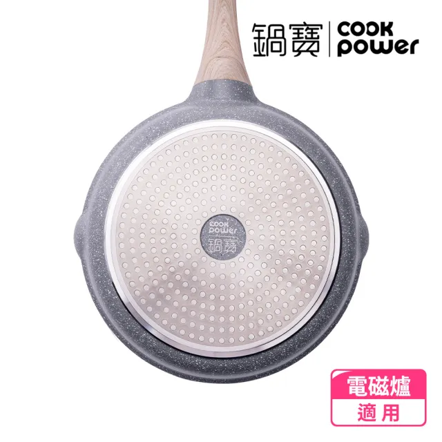 【CookPower 鍋寶】熔岩厚釜七層鑄造不沾鍋炒鍋28CM-IH/電磁爐適用(含可立式鍋蓋)