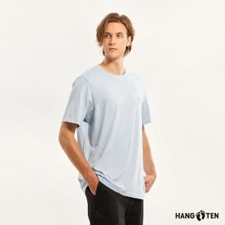 【Hang Ten】男裝-基本款BCI純棉圓領腳丫短袖T恤(冰藍)