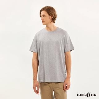 【Hang Ten】男裝-基本款BCI純棉圓領腳丫短袖T恤(銀灰花紗)