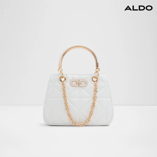 ALDO NANACELIA-時尚菱格金屬釦點綴手提包(白色)