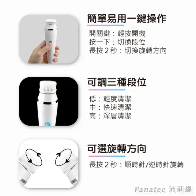【PANATEC 沛莉緹】4合1電動旋轉防水洗臉機潔顏刷(K-342W)