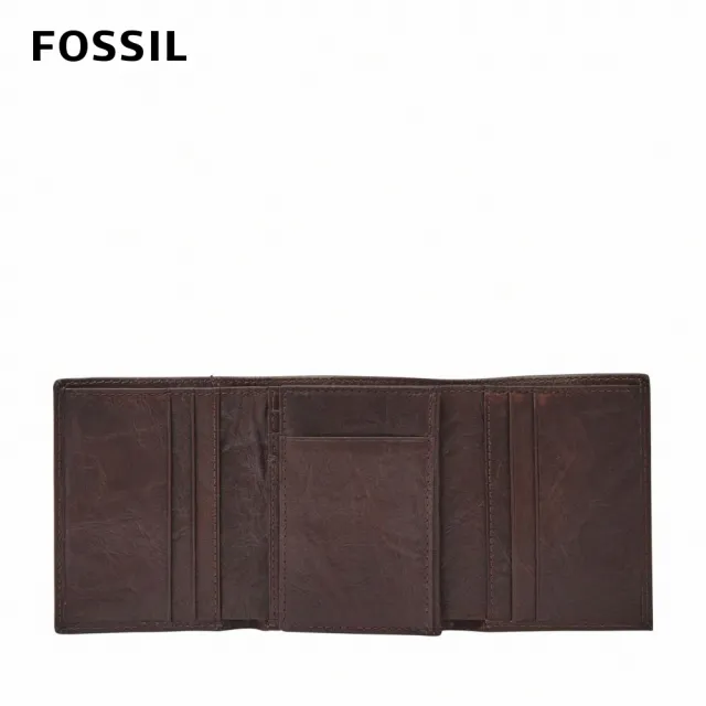 【FOSSIL 官方旗艦館】Neel 真皮多功能三折皮夾-咖啡色 ML3869200(禮盒組附鐵盒)