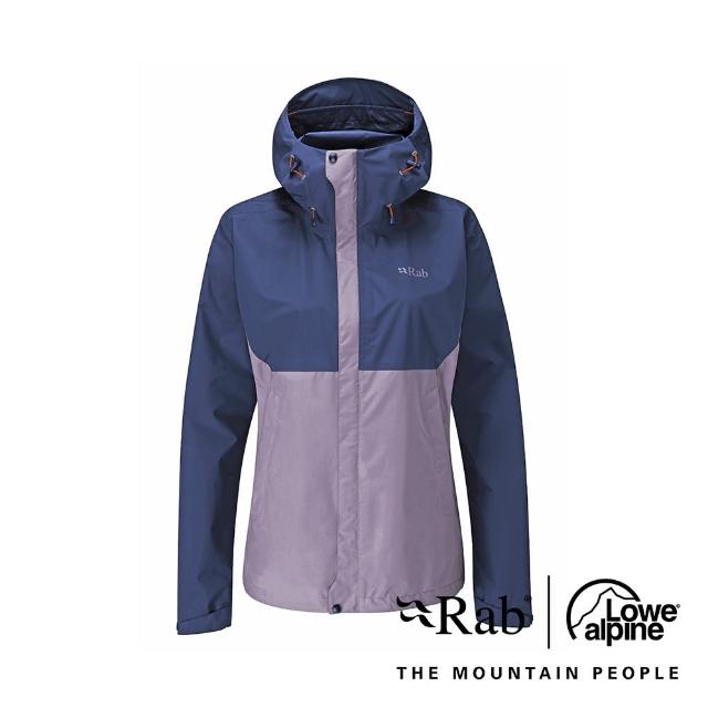 【RAB】Downpour Eco Jacket 透氣防風防水連帽外套 女款 飛彈藍/紫 #QWG83