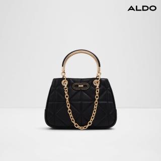 【ALDO】NANACELIA-時尚菱格金屬釦點綴手提包(黑色)