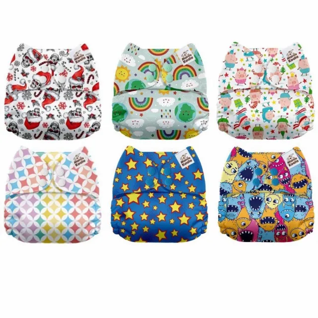 【Mama Koala】成長型口袋式布尿布 壓扣pocket diaper(尿墊升級 現貨6件組 組合4)