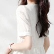 【MsMore】優雅娃娃衫氣質精緻知性時尚休閒寬鬆韓版襯衫短袖短版上衣#120665(白)