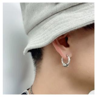 【HaNA 梨花】韓國銀中性男孩系列．輪胎紋*龍騰浮雕套圈耳環(針式 耳環 耳飾 耳圈 耳釘)