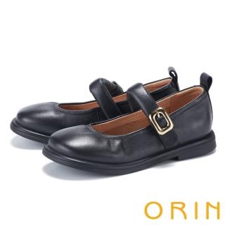 【ORIN】圓頭柔軟羊皮瑪麗珍娃娃鞋(黑色)