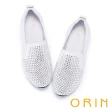 【ORIN】時尚鏤空水鑽真皮厚底休閒鞋(白色)