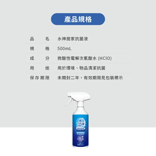 即期品【旺旺水神】水神居家抗菌液500ml*3入組(無酒精、次氯酸水成份溫和無刺激)