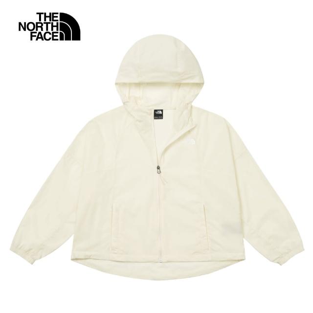 【The North Face 官方旗艦】北面女款米白色UPF防曬舒適透氣休閒連帽外套｜7WBVQLI(抗UV)