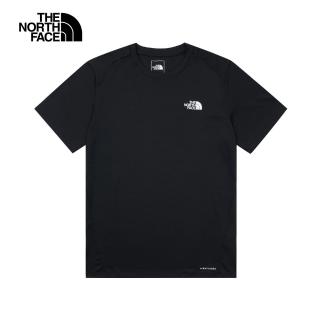 【The North Face 官方旗艦】北面男款黑色UPF防曬透氣休閒短袖T恤｜83TOJK3(抗UV/排汗衫)