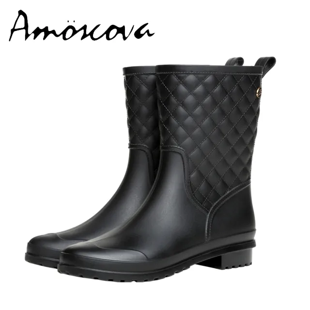 【Amoscova】菱格中筒雨鞋 雨靴(1611)