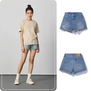 【Lee 官方旗艦】女裝 牛仔短褲 / 刷破抽鬚 淺藍洗水(LB422014240)