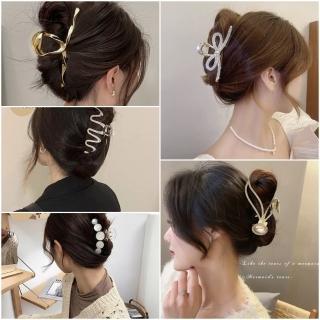 【HaNA 梨花】南大門新款合集長短髮抓夾．水晶輕奢金屬抓夾(抓夾 鯊魚夾)