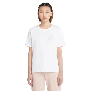【Timberland】女款白色有機棉胸前圓形LOGO短袖T恤(A6AVM100)