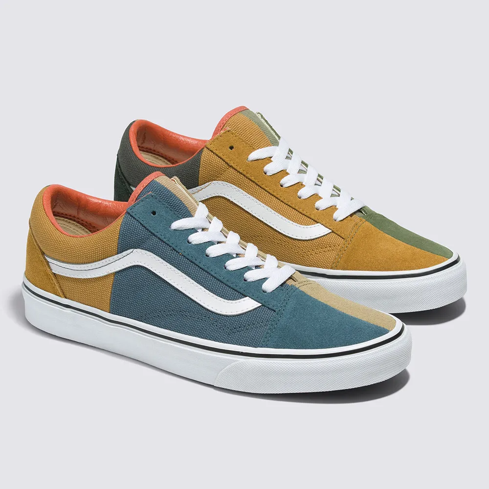 【VANS 官方旗艦】Old Skool Split 男女款彩色拼接滑板鞋/休閒鞋/帆布