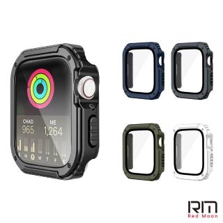 【RedMoon】APPLE Watch 9/8/7 衝鋒盔甲錶殼 9H鋼化玻璃+PC全包覆雙料防摔保護殼 41/45mm(Watch8/Watch7)