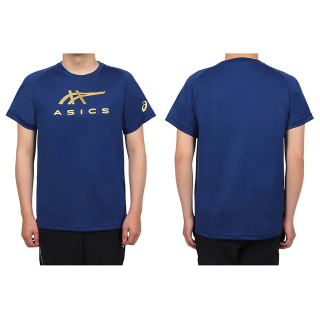 【asics 亞瑟士】男短袖T恤-台灣製 運動 慢跑 上衣 藍(2031E781-400)