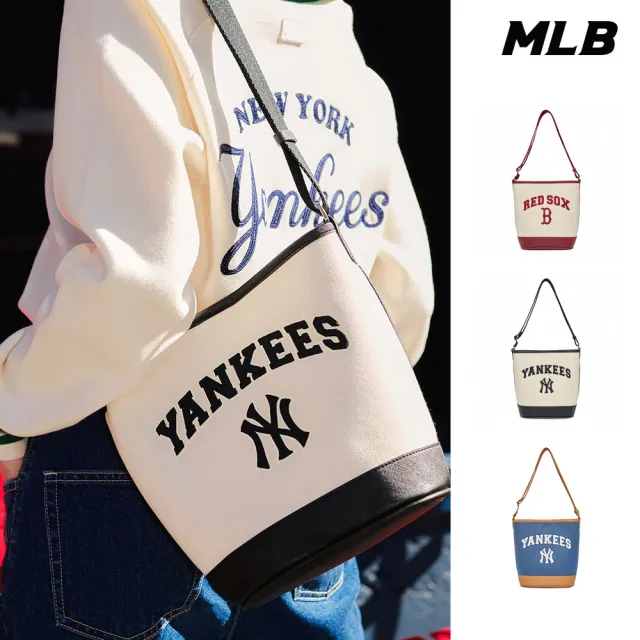 【MLB】帆布托特包 水桶包 Varsity系列 紅襪/洋基隊(3ABMS093N-三色任選)