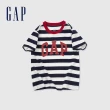 【GAP】男幼童裝 Logo純棉圓領短袖T恤-藍白條紋(890229)
