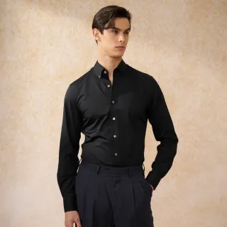 【SST&C 新品８５折】米蘭系列 仿絲綢手感黑色修身版襯衫0312403005