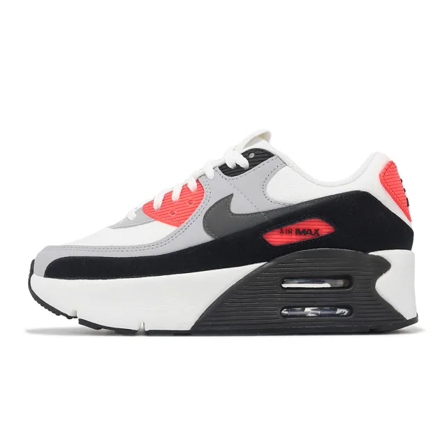 【NIKE 耐吉】休閒鞋 Air Max 90 LV8 女鞋 灰 紅 氣墊 厚底 增高(FD4328-101)