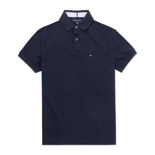 【Tommy Hilfiger】TOMMY 經典刺繡Logo短袖Polo衫 上衣-深藍色(平輸品)