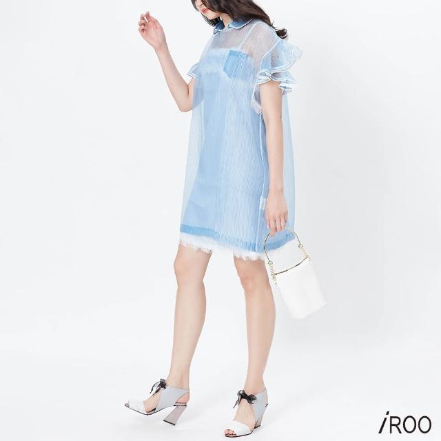 【iROO】優雅長版女人設計短袖上衣