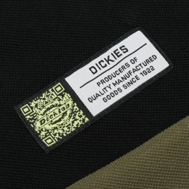 【Dickies】男款黑色拼接純棉品牌織標寬鬆短袖POLO衫｜DK010981BLK