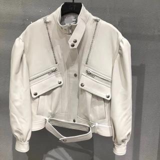【巴黎精品】現貨+預購 皮衣外套真皮夾克(韓版多元素羊皮機車女外套3色a1dp75)