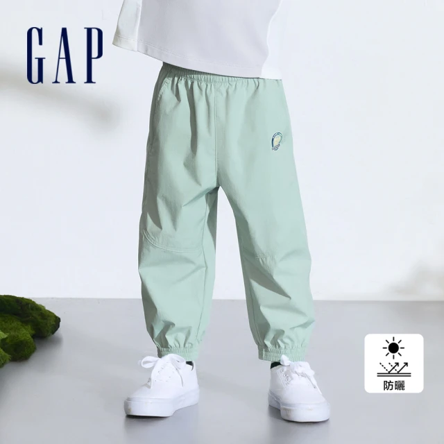 GAP 男幼童裝 Logo防曬印花束口鬆緊褲-綠色(890415)