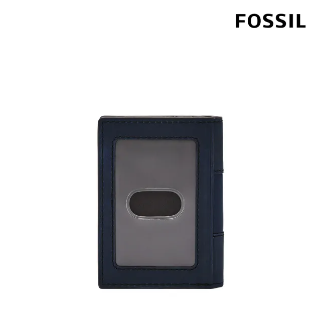 【FOSSIL 官方旗艦館】Everett 真皮卡片包-經典藍 ML4399545(禮盒組附鐵盒)