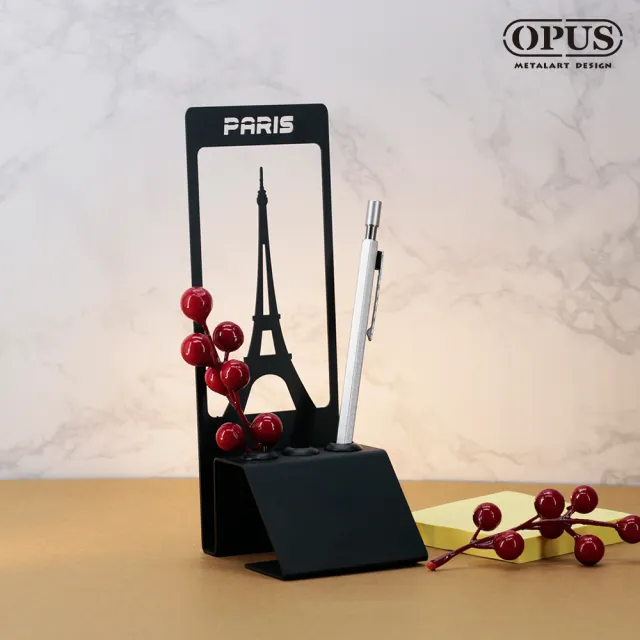 【OPUS 東齊金工】歐式鐵藝 便條筆座 memo夾 書寫文創 開學必備 (PE-pa12B 巴黎鐵塔 經典黑)