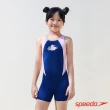 【SPEEDO】女孩 運動連身平口泳裝Splash ＆ Learn(藍/粉)