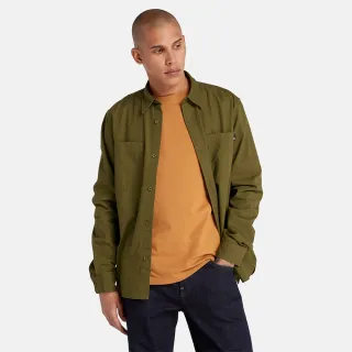 【Timberland】男款深橄欖色長袖棉質襯衫(A2AV8302)