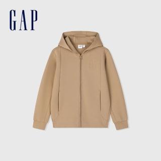 【GAP】男童裝 Logo連帽外套-卡其色(891700)